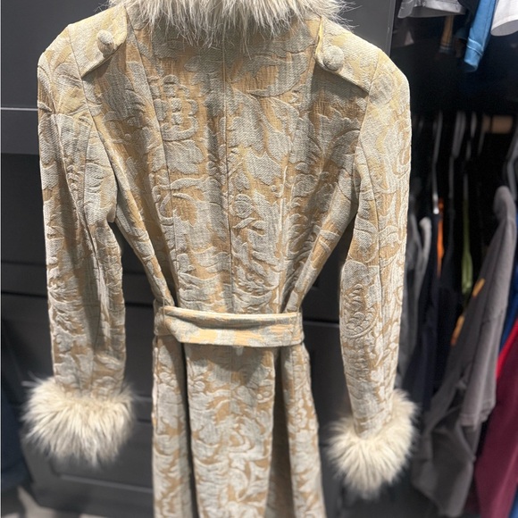 Elegant Boho Vintage Faux Fur Trimmed Coat Jacket - Picture 9 of 10